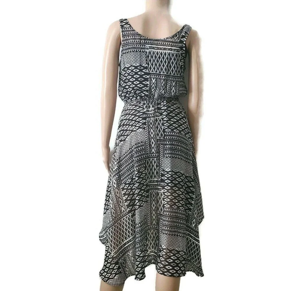 Fire Los Angeles Women’s Sleeveless Summer Dress Geometric Black White Sz Small - Picture 15 of 16